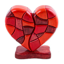 Load image into Gallery viewer, Wood Heart Sculpture Statuette Hand Carved in Peru - Heart of Love | NOVICA
