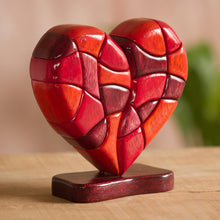 Load image into Gallery viewer, Wood Heart Sculpture Statuette Hand Carved in Peru - Heart of Love | NOVICA
