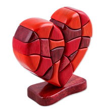 Load image into Gallery viewer, Wood Heart Sculpture Statuette Hand Carved in Peru - Heart of Love | NOVICA
