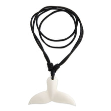 Load image into Gallery viewer, Handcrafted Cow Bone Pendant Necklace - Whale Tail | NOVICA
