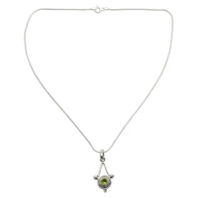 Load image into Gallery viewer, Sterling Silver and Peridot Necklace Modern Indian Jewelry  - Chennai Promise | NOVICA
