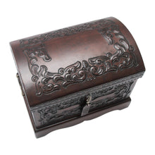 Load image into Gallery viewer, Unique Colonial Wood Leather Jewelry Box - Colonial Mystique | NOVICA
