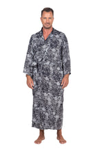 Load image into Gallery viewer, Men&#39;s Black Batik Patterned Robe - Midnight Stars | NOVICA
