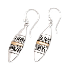 Load image into Gallery viewer, Hand Made Sterling Silver and 18k Gold Earrings - Golden Bali Surfboards | NOVICA
