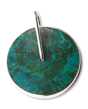 Load image into Gallery viewer, Handmade Modern Fine Silver Chrysocolla Pendant - Magic Circle | NOVICA
