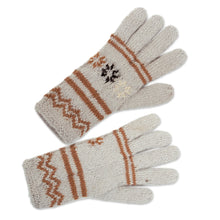 Load image into Gallery viewer, Alpaca Wool Patterned Gloves from Peru - Gentle Clouds | NOVICA
