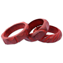 Load image into Gallery viewer, Hand Carved Mango Wood Bangle Bracelets India (Set of 3)  - Indian Romance | NOVICA
