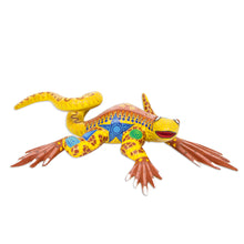 Load image into Gallery viewer, Hand Crafted Mexican Folk Art Yellow Lizard Sculpture - Rainbow Iguana | NOVICA

