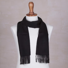 Load image into Gallery viewer, Men&#39;s 100% alpaca scarf - Evening Black | NOVICA
