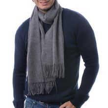 Load image into Gallery viewer, Men&#39;s 100% alpaca scarf - Stormy Gray | NOVICA
