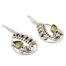 Load image into Gallery viewer, Pearl and Peridot Earrings Sterling Silver Jewelry  - Inspired Paisley | NOVICA
