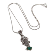 Load image into Gallery viewer, Artisan Crafted Silver and Chrysocolla Pendant Necklace - Andean Force | NOVICA
