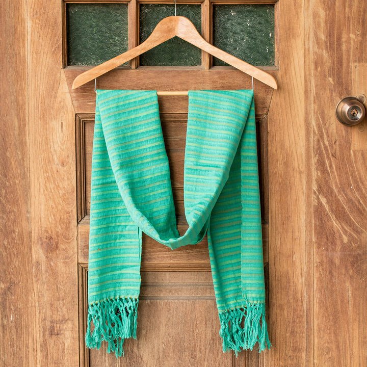 Artisan Crafted Cotton Striped Scarf - Eco Fantasy | NOVICA