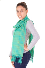 Load image into Gallery viewer, Artisan Crafted Cotton Striped Scarf - Eco Fantasy | NOVICA
