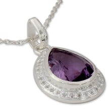 Load image into Gallery viewer, Handcrafted Silver and Amethyst Pendant Necklace - Mughal Mystique | NOVICA
