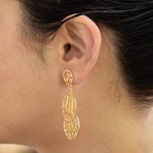 Load image into Gallery viewer, Hand Crafted 21K Gold Plated on Sterling Dangle Earrings - Filigree Beauty | NOVICA
