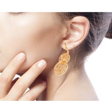 Load image into Gallery viewer, Hand Crafted 21K Gold Plated on Sterling Dangle Earrings - Filigree Beauty | NOVICA
