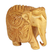 Load image into Gallery viewer, 5-Inch Wood Elephant Sculpture Hand Carved in India - Majestic Elephant | NOVICA

