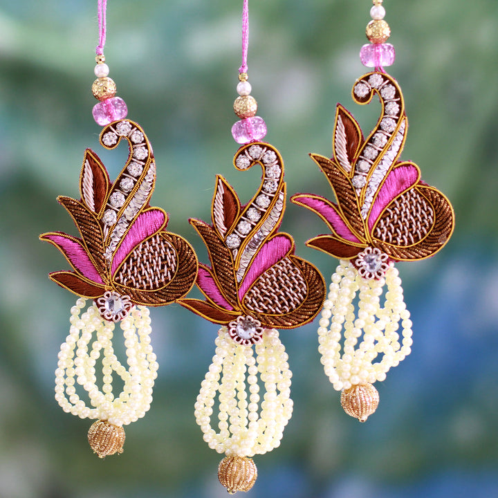 Beaded ornaments (Set of 3) - Kolkata Jewel | NOVICA