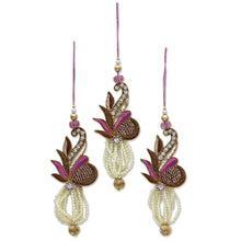 Load image into Gallery viewer, Beaded ornaments (Set of 3) - Kolkata Jewel | NOVICA
