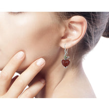 Load image into Gallery viewer, Heart Jewelry Earrings with Red Onyx and Peridot  - A Sigh of Romance | NOVICA
