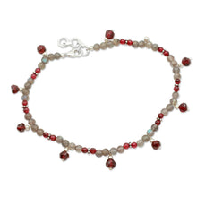 Load image into Gallery viewer, Labradorite and garnet anklet - Delhi Disco | NOVICA
