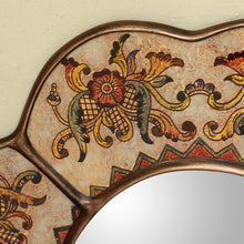 Load image into Gallery viewer, Hand Made Reverse Painted Glass Mirror from Peru - Iridescent Cajamarca Blossom | NOVICA
