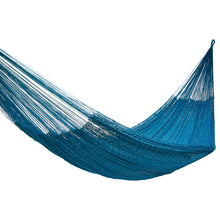Load image into Gallery viewer, Aqua Double Nylon Mayan Hammock - Maya Bondi | NOVICA

