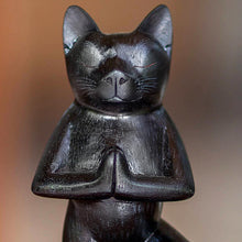 Load image into Gallery viewer, Suar Wood Sculpture - Black Cat Tree Pose Yoga | NOVICA
