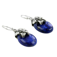 Load image into Gallery viewer, Lapis Lazuli Earrings Sterling Silver Floral Jewelry - Lovely Lily | NOVICA
