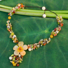 Load image into Gallery viewer, Fair Trade Floral Beaded Quartz Necklace - Dazzling Bloom | NOVICA
