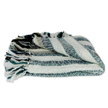 Load image into Gallery viewer, Indian Striped Throw Blanket - Teal Kiss | NOVICA
