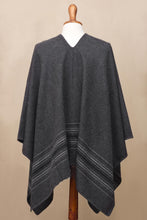 Load image into Gallery viewer, Warm Men&#39;s Alpaca Blend Poncho with V-neck from Peru - Gray Nazca | NOVICA
