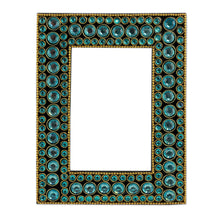 Load image into Gallery viewer, Dazzling Aqua Photo Frame from India (4x6) - Aqua Glitz | NOVICA
