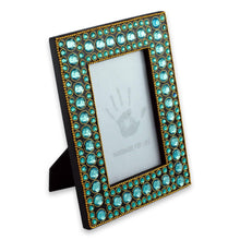 Load image into Gallery viewer, Dazzling Aqua Photo Frame from India (4x6) - Aqua Glitz | NOVICA
