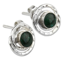 Load image into Gallery viewer, Handmade Sterling Silver Chrysocolla Earrings - Cuzco Aura | NOVICA
