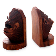 Load image into Gallery viewer, Balinese Artisan Crafted Signed Orangutan Bookends (Pair) - Orangutan Couple | NOVICA
