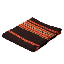 Load image into Gallery viewer, Handwoven Brown and Orange Alpaca Blend Throw - Governor | NOVICA
