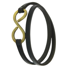 Load image into Gallery viewer, Artisan Crafted Leather Wrap Bracelet with Large Brass Hook - Brown Infinity | NOVICA
