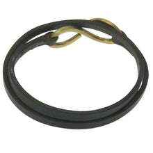 Load image into Gallery viewer, Artisan Crafted Leather Wrap Bracelet with Large Brass Hook - Brown Infinity | NOVICA
