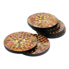 Load image into Gallery viewer, Round Glass Tile Coasters Handcrafted in India (set of 6) - Earth's Vanity | NOVICA
