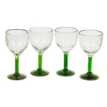 Load image into Gallery viewer, Hand Made Wine Glasses Blown Glass Art (set of 4) - Forest Mirage | NOVICA
