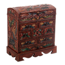 Load image into Gallery viewer, Colonial Hand Tooled Leather Jewelry Chest - Bird of Paradise | NOVICA
