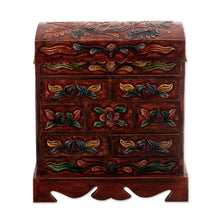 Load image into Gallery viewer, Colonial Hand Tooled Leather Jewelry Chest - Bird of Paradise | NOVICA
