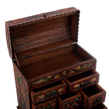 Load image into Gallery viewer, Colonial Hand Tooled Leather Jewelry Chest - Bird of Paradise | NOVICA
