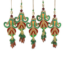 Load image into Gallery viewer, Embroidered Beaded Ornaments from India (set of 5) - Mughal Tulips | NOVICA
