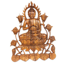 Load image into Gallery viewer, Balinese Hand Carved Buddha Relief Panel - Enlightened Buddha | NOVICA
