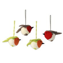 Load image into Gallery viewer, Christmas Bird Ornaments (Set of 4) - Robin&#39;s Delight | NOVICA
