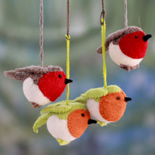 Load image into Gallery viewer, Christmas Bird Ornaments (Set of 4) - Robin&#39;s Delight | NOVICA
