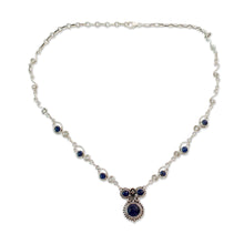 Load image into Gallery viewer, Indian Sterling Silver and Lapis Lazuli Necklace - Meerut Magic | NOVICA
